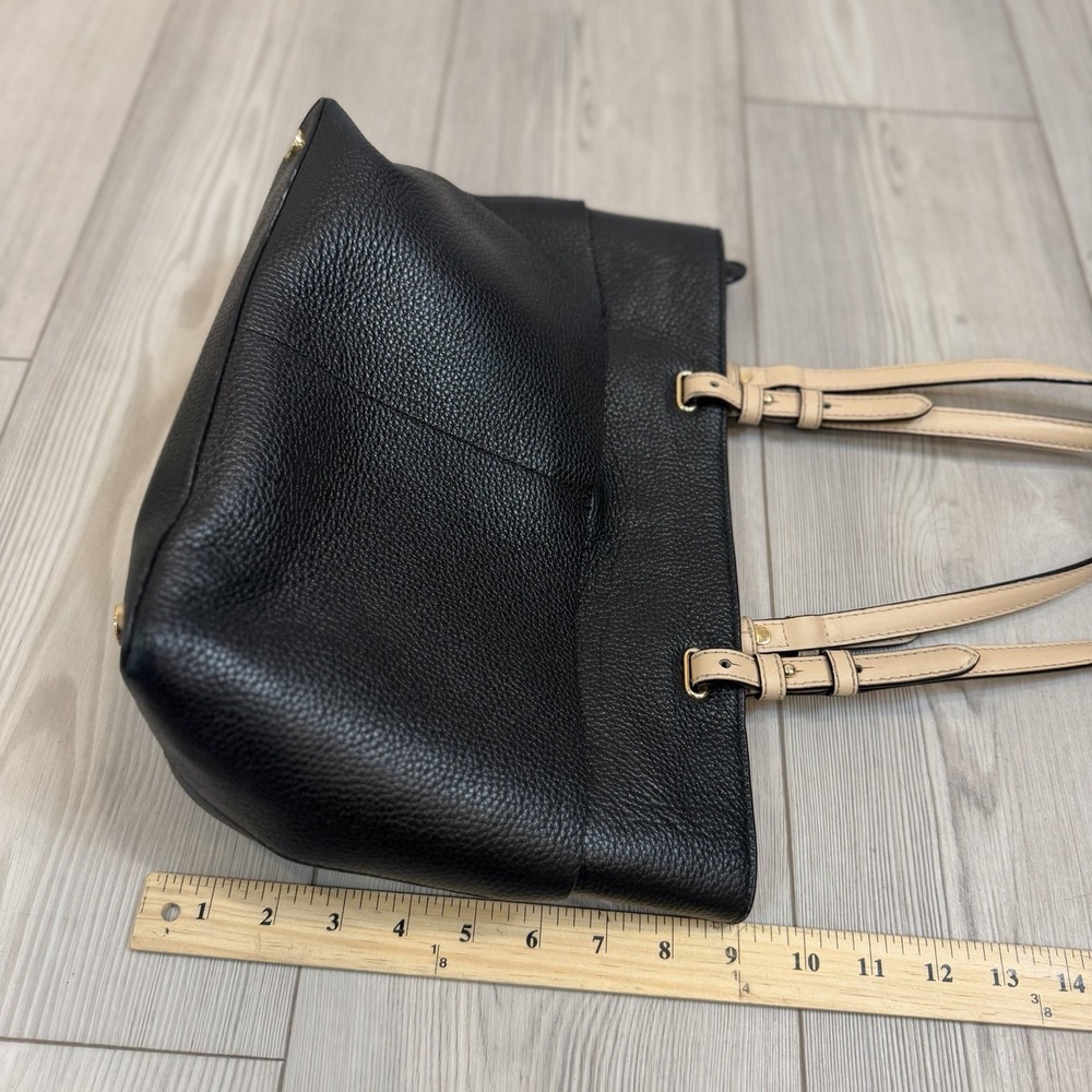 Michael Kors Bedford Tote Handbag Black Pebble Leather Shoulder Purse w/ Pockets - Picture 15 of 16